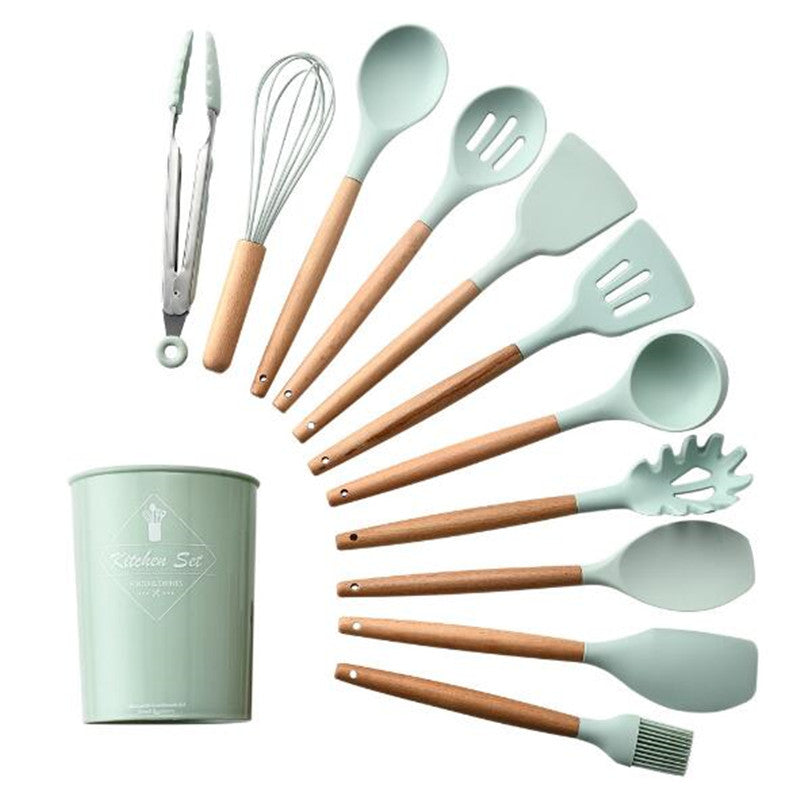 Nonstick Silicone Kitchen Utensils: Spatula, Brush, Scraper