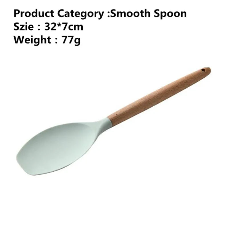 Nonstick Silicone Kitchen Utensils: Spatula, Brush, Scraper