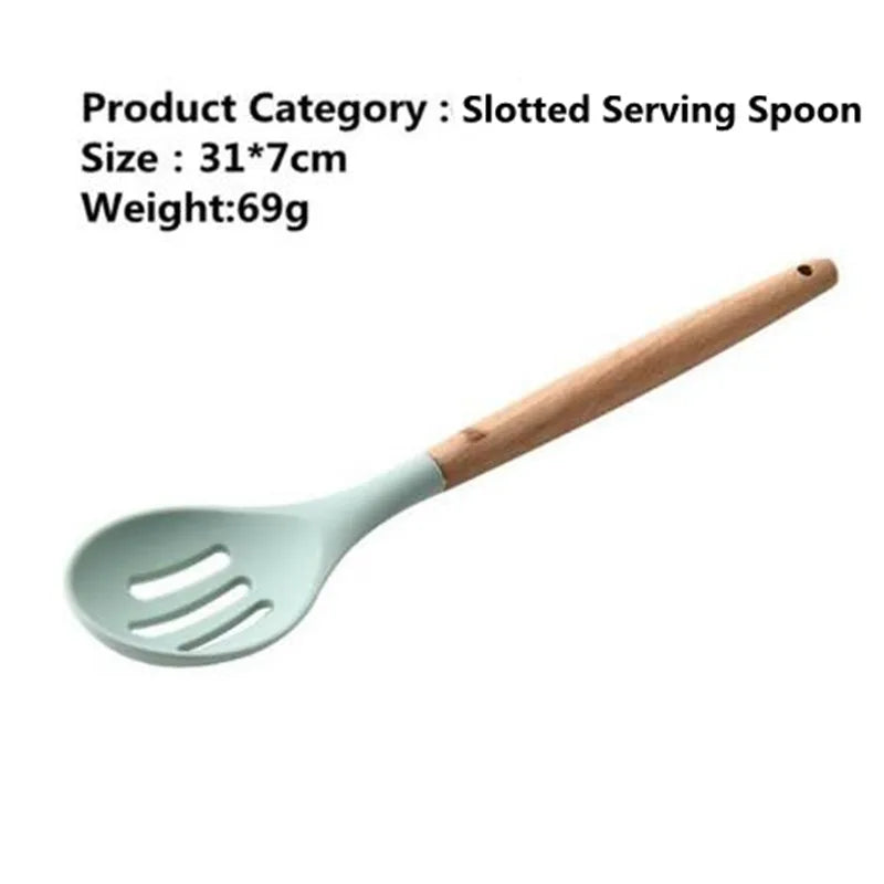 Nonstick Silicone Kitchen Utensils: Spatula, Brush, Scraper