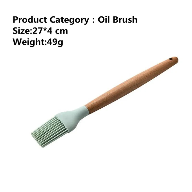 Nonstick Silicone Kitchen Utensils: Spatula, Brush, Scraper