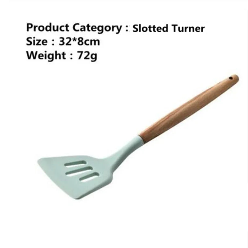 Nonstick Silicone Kitchen Utensils: Spatula, Brush, Scraper