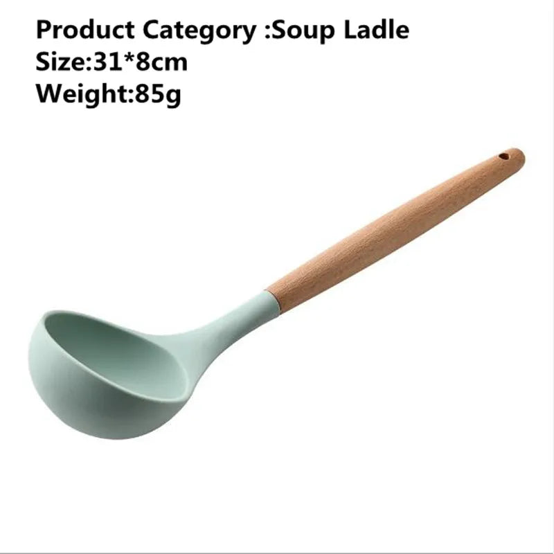 Nonstick Silicone Kitchen Utensils: Spatula, Brush, Scraper