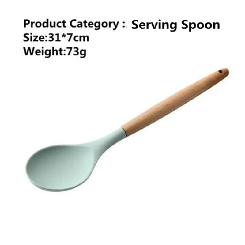 Nonstick Silicone Kitchen Utensils: Spatula, Brush, Scraper