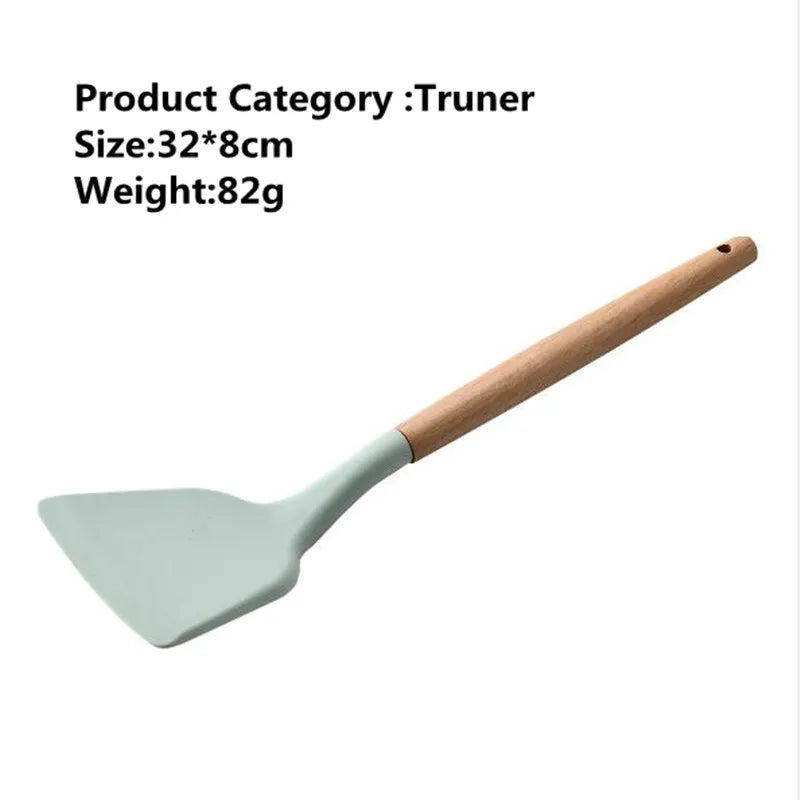 Nonstick Silicone Kitchen Utensils: Spatula, Brush, Scraper