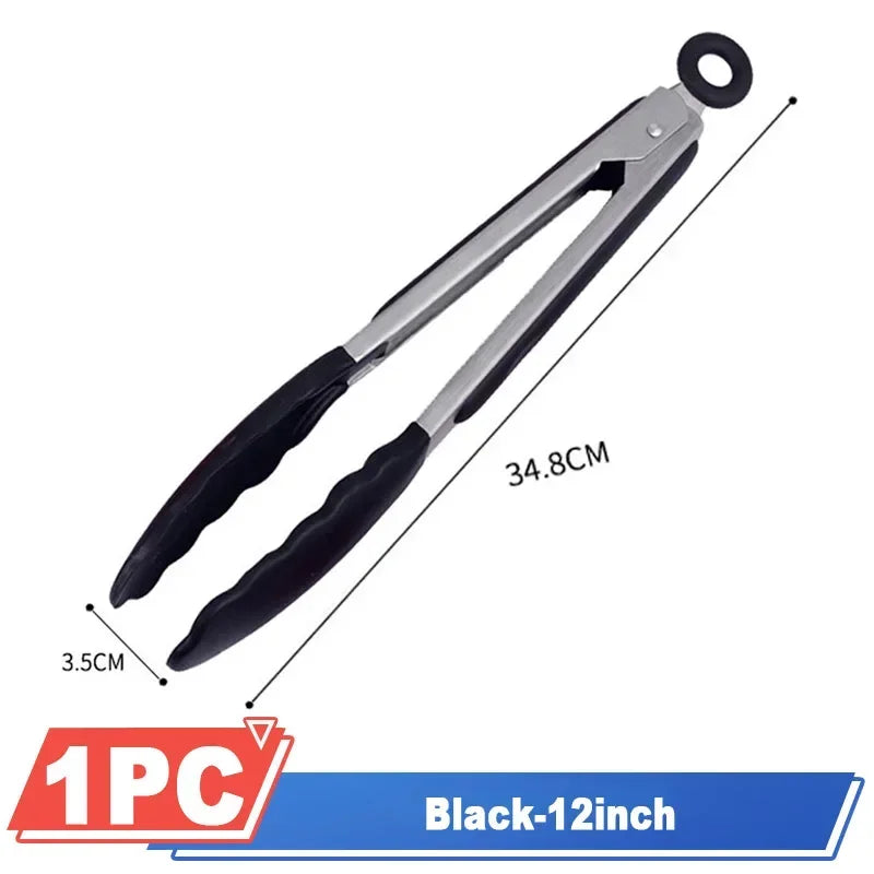Silicone Kitchen Tongs - 7/9/12in BBQ, Baking, Salad