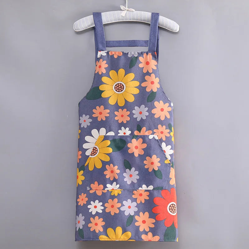 Flower Kitchen Apron: Oil-Proof, Waterproof, Unisex