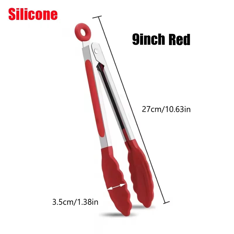 Kitchen Tongs: 3pc Silicone Tip Set 7/9/12 inch