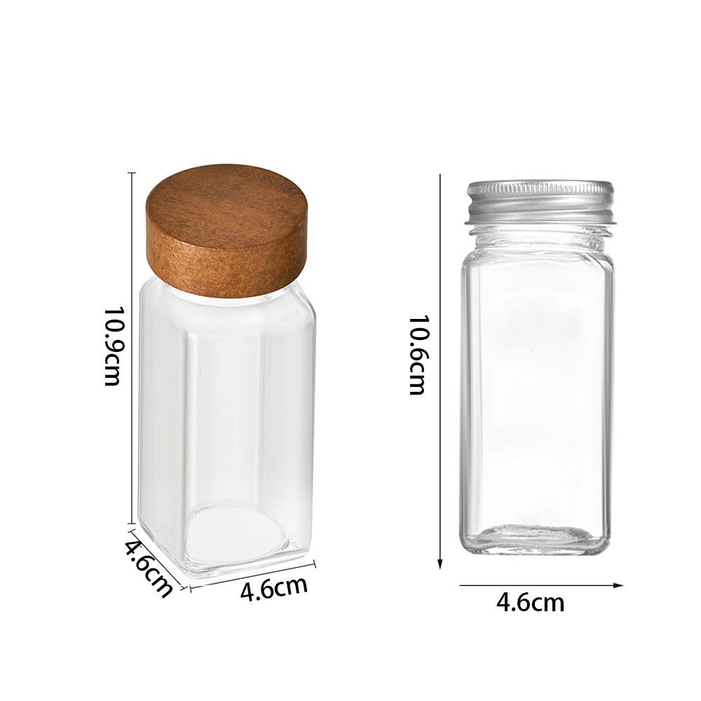 Glass Spice Jars with Acacia Lids - Sealed Storage Bottles