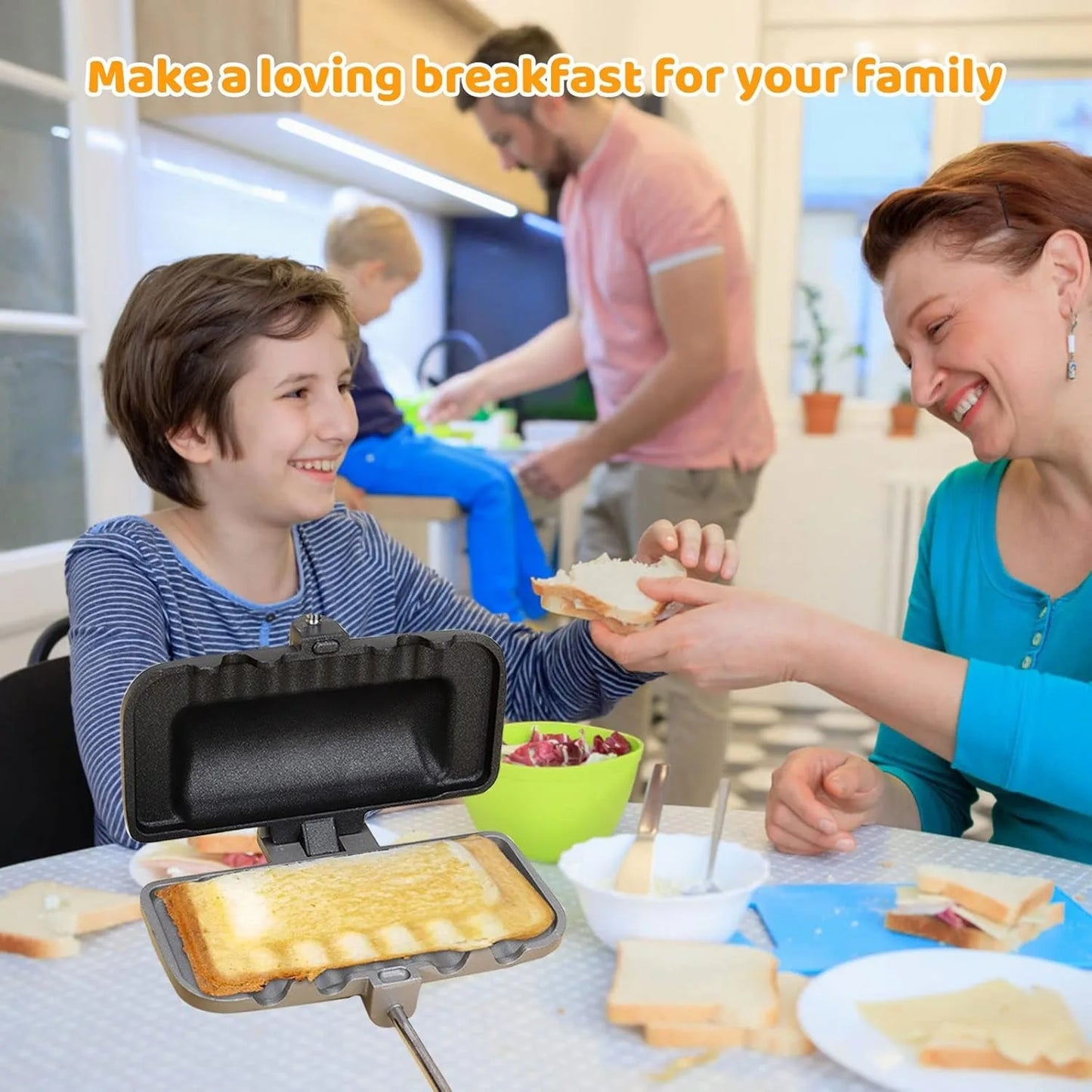 Hot Sandwich Maker, Double-Sided Sandwich Baking Pan,Double Sided Frying Pan for Breakfast,Hot Dog Toaster,Campfire Sandwich Maker(1Pcs)