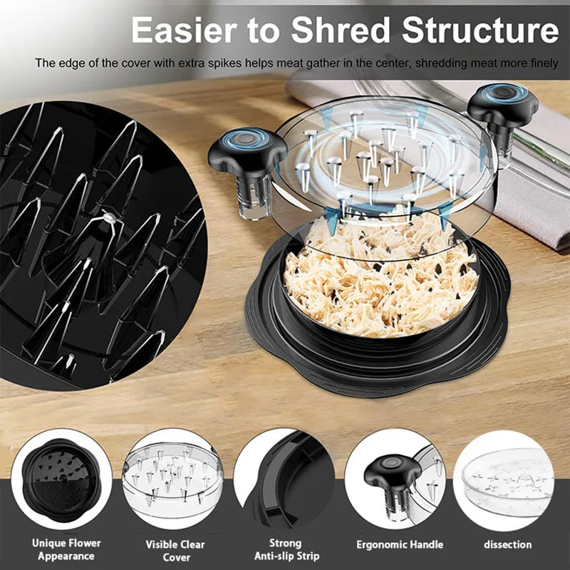 Meat Shredder: Chicken Chopper with Transparent Cover & Base