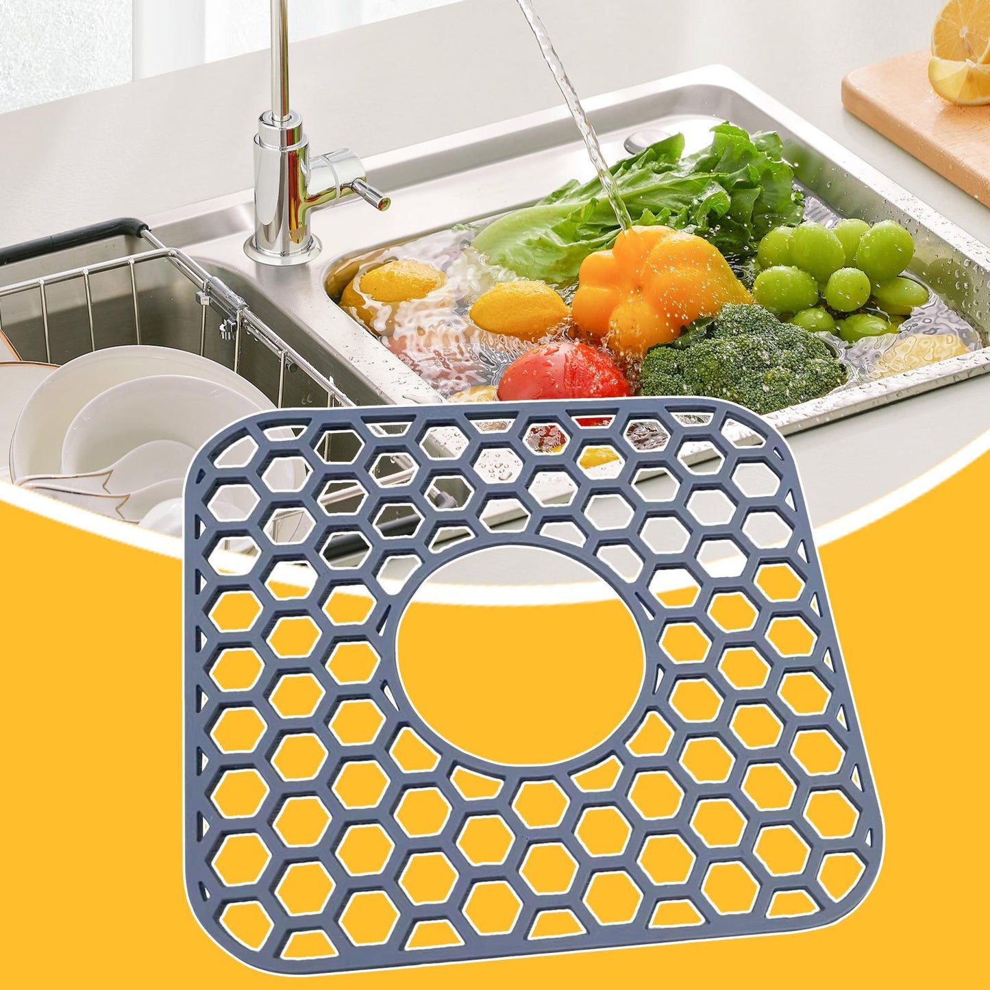 Silicone Sink Mat Protector - Non-Slip Faucet Guard