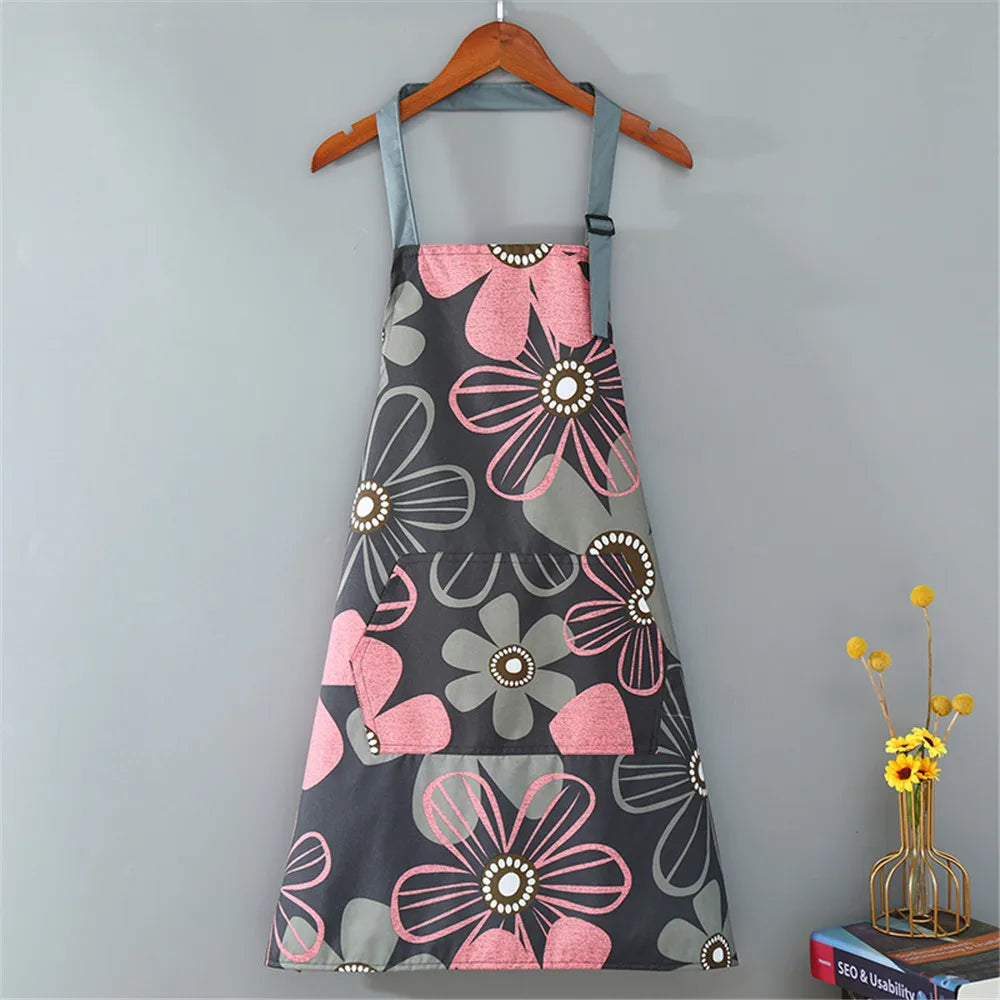Flower Kitchen Apron: Oil-Proof, Waterproof, Unisex