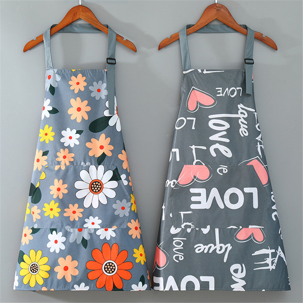 Flower Kitchen Apron: Oil-Proof, Waterproof, Unisex