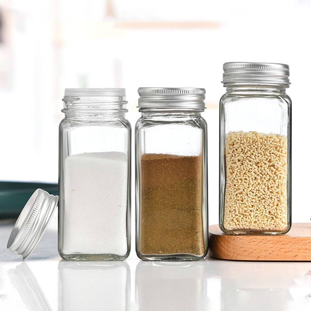 Glass Spice Jars with Acacia Lids - Sealed Storage Bottles