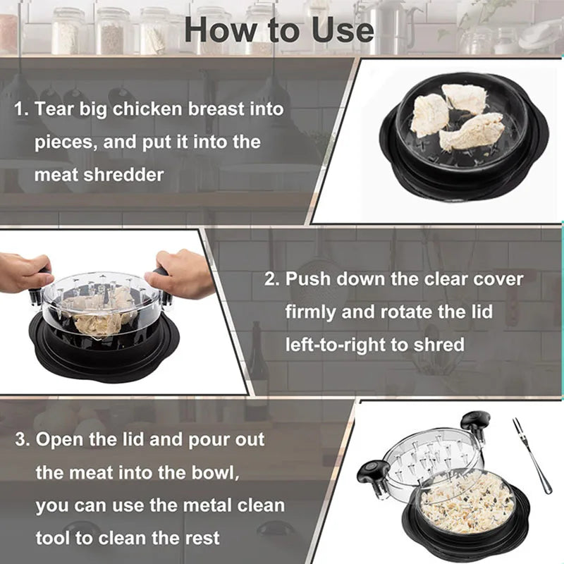 Meat Shredder: Chicken Chopper with Transparent Cover & Base