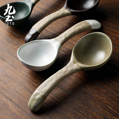 JOTO Two-color handle is beautiful and practical Kiln Change Ceramic Spoon CJR0615