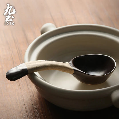 JOTO Two-color handle is beautiful and practical Kiln Change Ceramic Spoon CJR0615