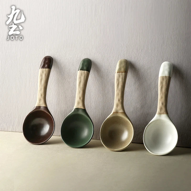 JOTO Two-color handle is beautiful and practical Kiln Change Ceramic Spoon CJR0615