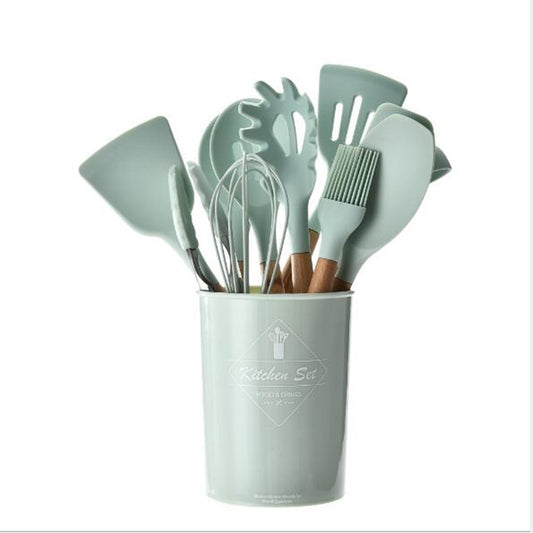 Nonstick Silicone Kitchen Utensils: Spatula, Brush, Scraper