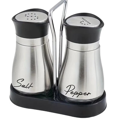 Glass Spice Bottle Adjustable Refillable Salt and Pepper Shakers with Shelf Spice Dispenser Pour Holes Kitchen Gadget