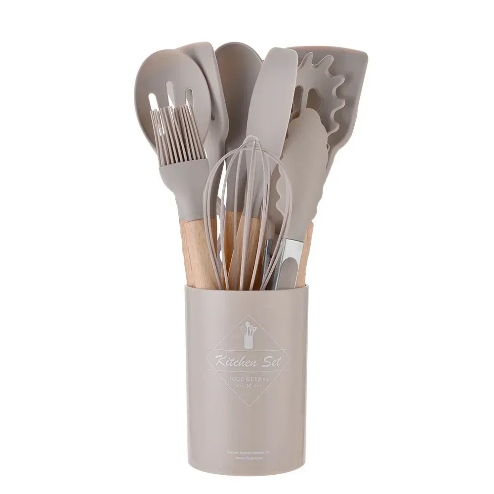 Silicone Kitchenware Utensils Set - 12PCS Non-Stick Cookware
