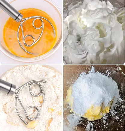 Cake Tools Danish Dough Whisk Stainless Steel Dutch Bread Dough Hand Mixer Wooden Handle Kitchen Baking Tools Artisian Blender