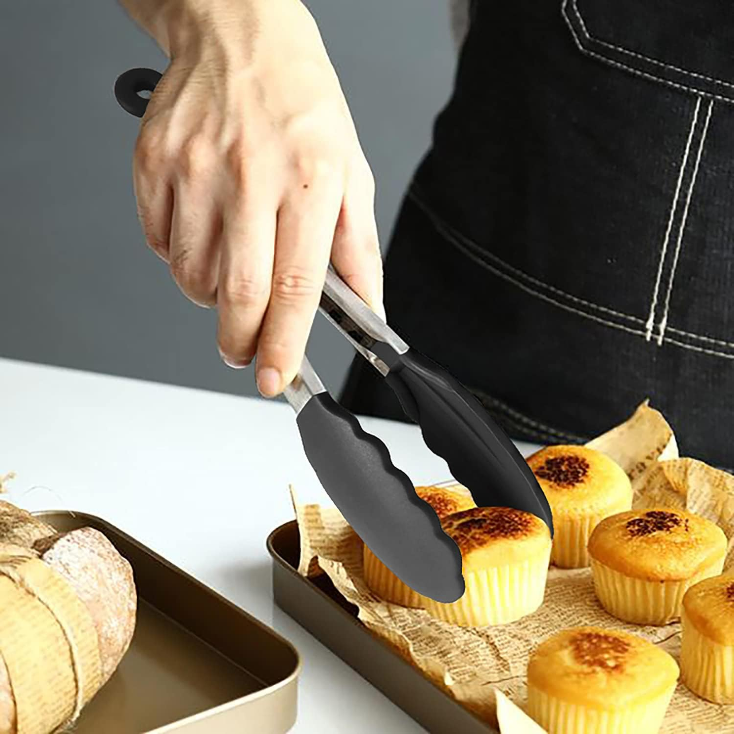 Kitchen Tongs: 3pc Silicone Tip Set 7/9/12 inch