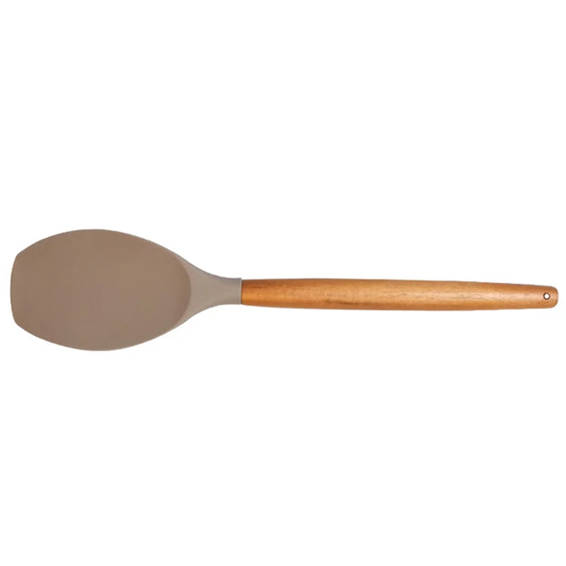 Kitchenware Silicone Set: Acacia Handle Spatula & Spoon