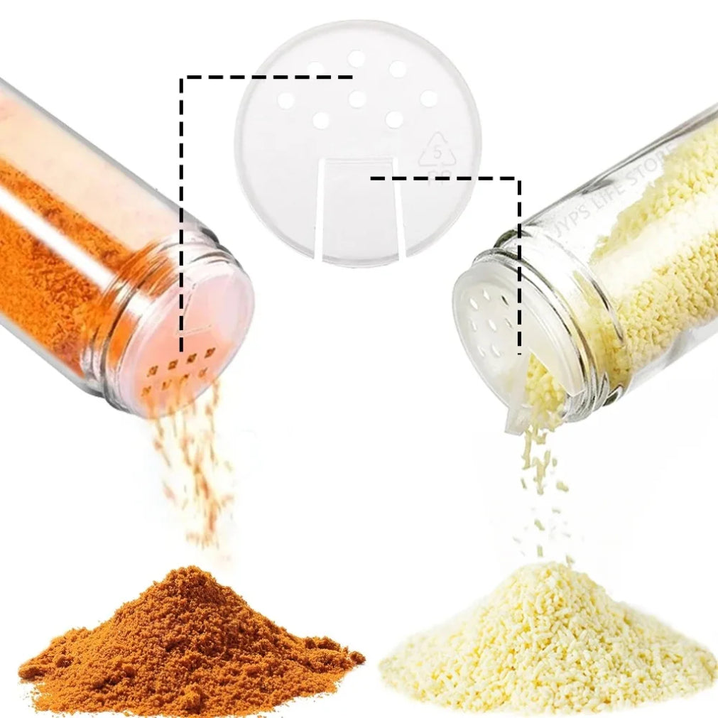 Glass Spice Jars Set - 12 pcs with Bamboo Lids & Labels