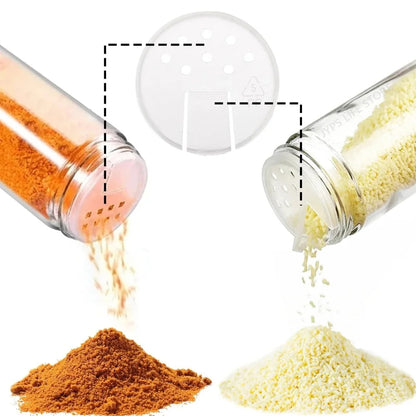 Glass Spice Jars Set - 12 pcs with Bamboo Lids & Labels