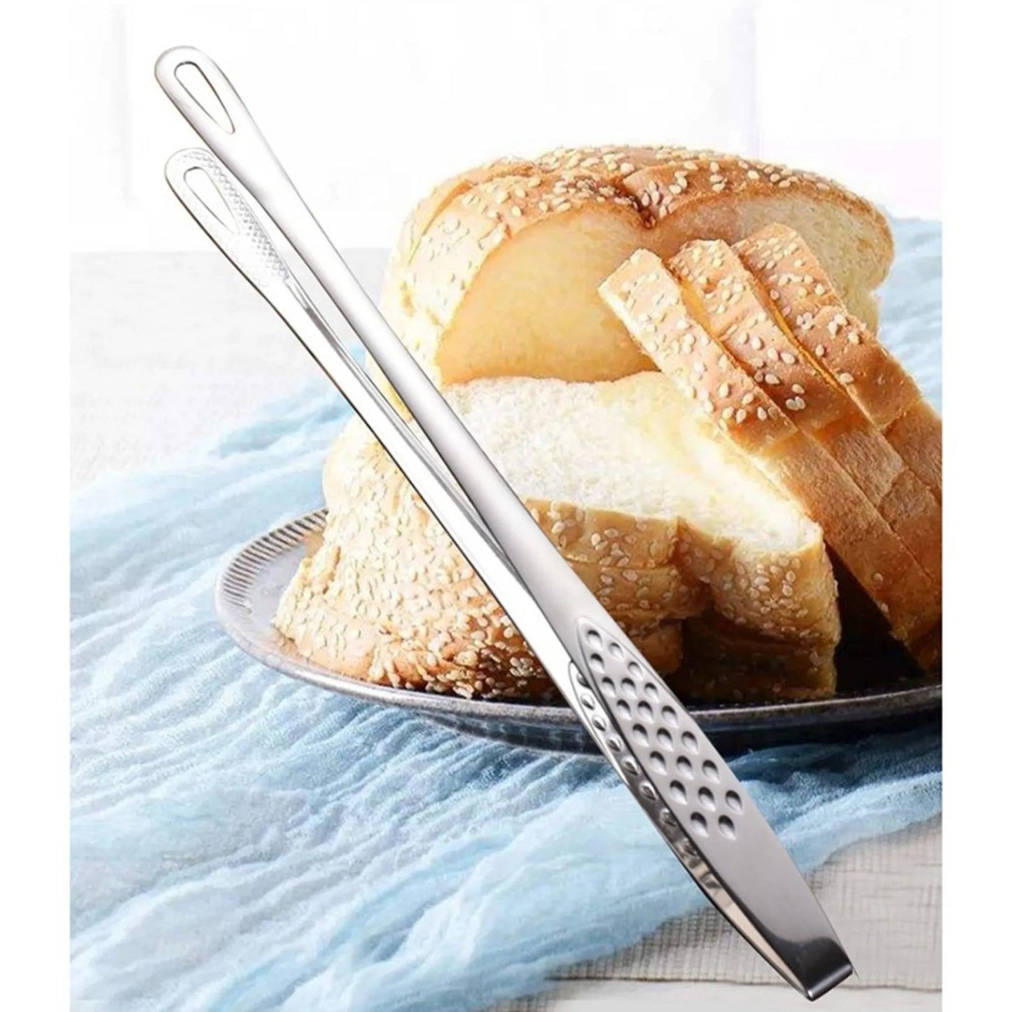 Stainless Steel Kitchen Tongs - Non-Slip, Long Handle