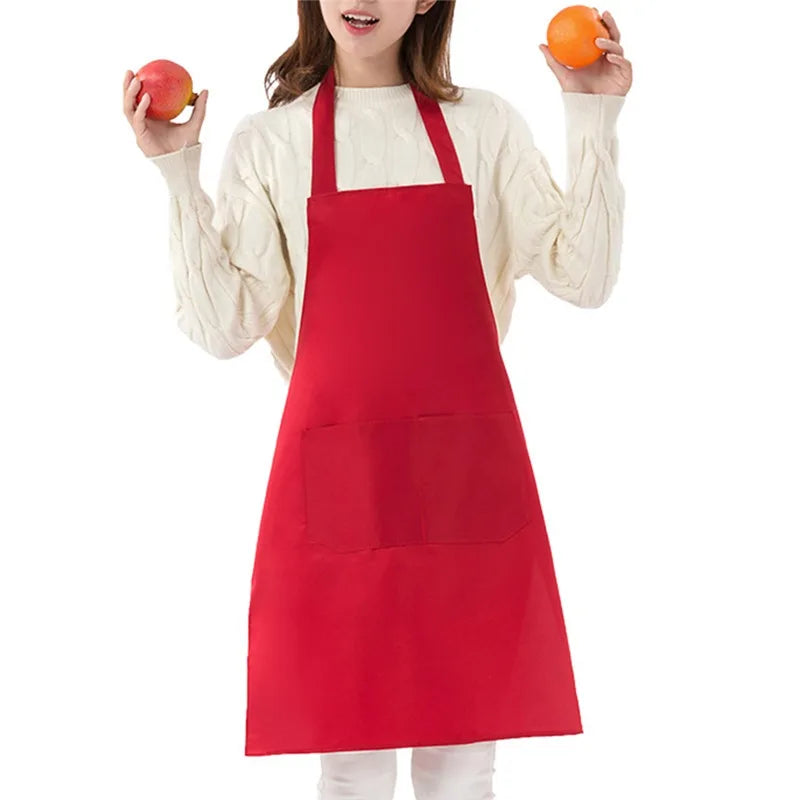 Cooking Apron: Adjustable Unisex Chef Apron with Pockets - Solid Color