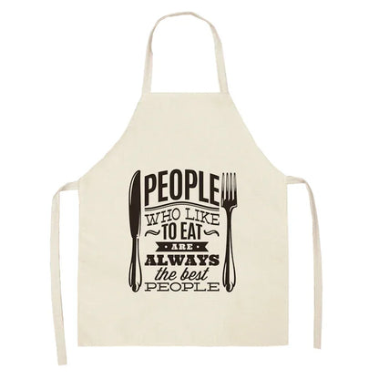Apron: Alphabet Kitchen Aprons - Cotton Linen Bibs for Women