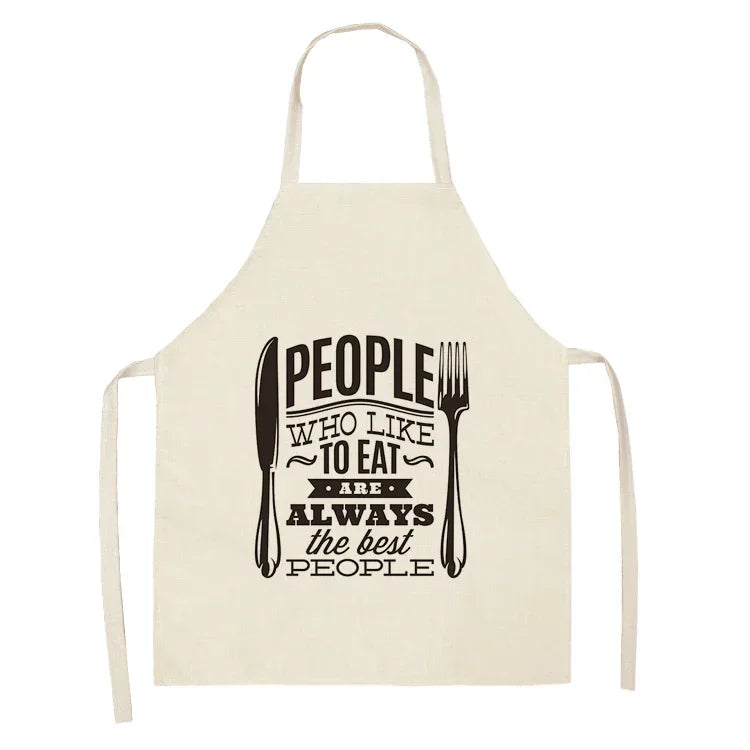 Apron: Alphabet Kitchen Aprons - Cotton Linen Bibs for Women