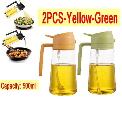 Oil Spray Bottle: 2in1 500ml: BBQ, Baking, Roasting Kitchen Tool