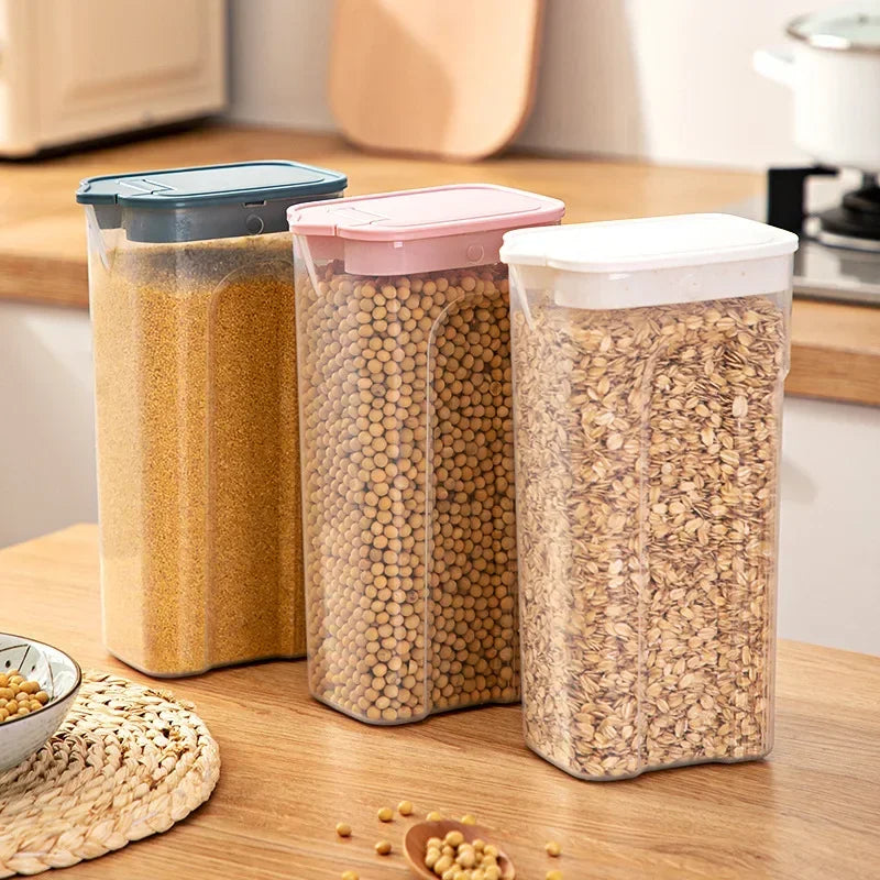 Plastic Storage: Kitchen Sealed Jar - Transparent Cereal Storage Container
