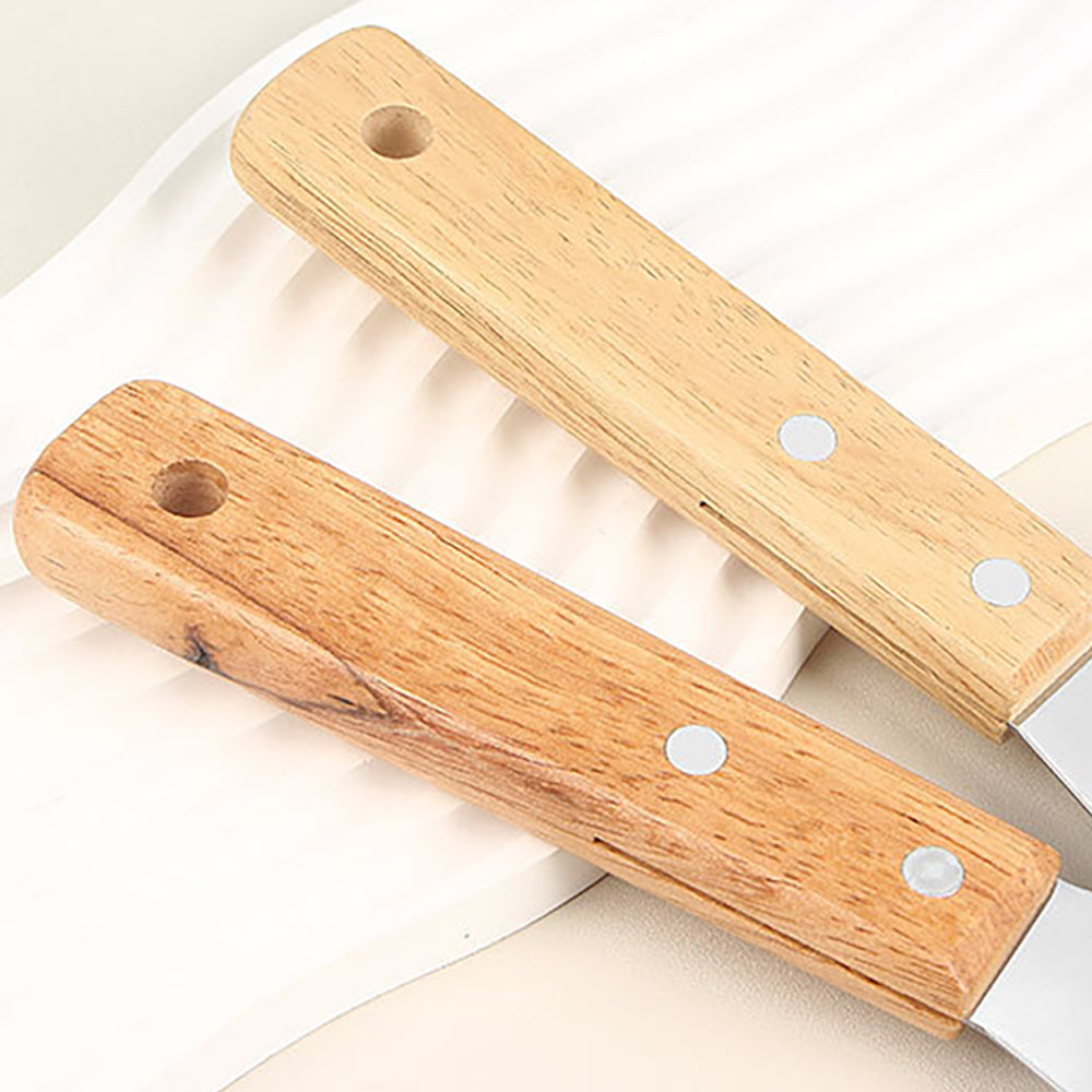 Fish Frying Spatula: Stainless Steel & Wood Handle