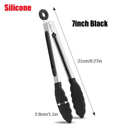 Kitchen Tongs: 3pc Silicone Tip Set 7/9/12 inch