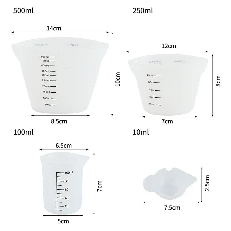 Silicone Measuring Cup - Food Grade, Non-stick, Clear Scale