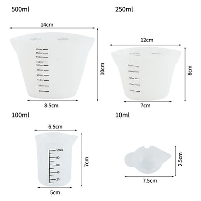Silicone Measuring Cup - Food Grade, Non-stick, Clear Scale