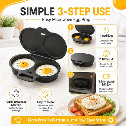 Microwave Double Egg Poacher Food Grade Plastics Reusable Kitchen Cooking Omelet Mold Heat-resistant Portable Kitchen Gadget