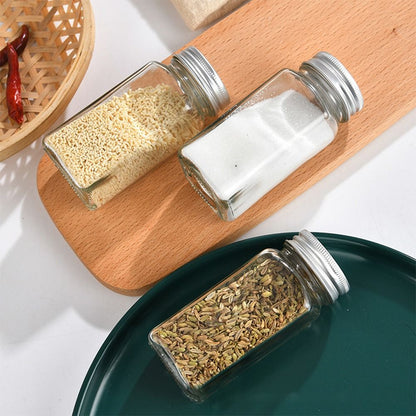 Glass Spice Jars with Acacia Lids - Sealed Storage Bottles