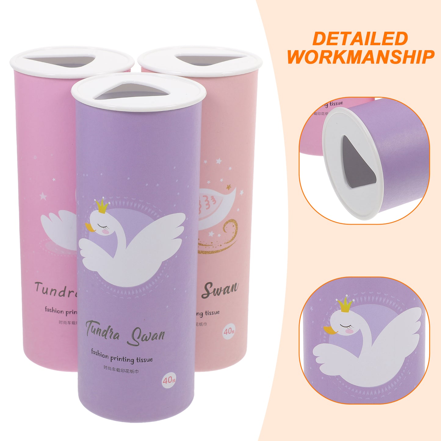 Tissue: Cylinder Car Tissues - 3Pcs Portable & Decorative