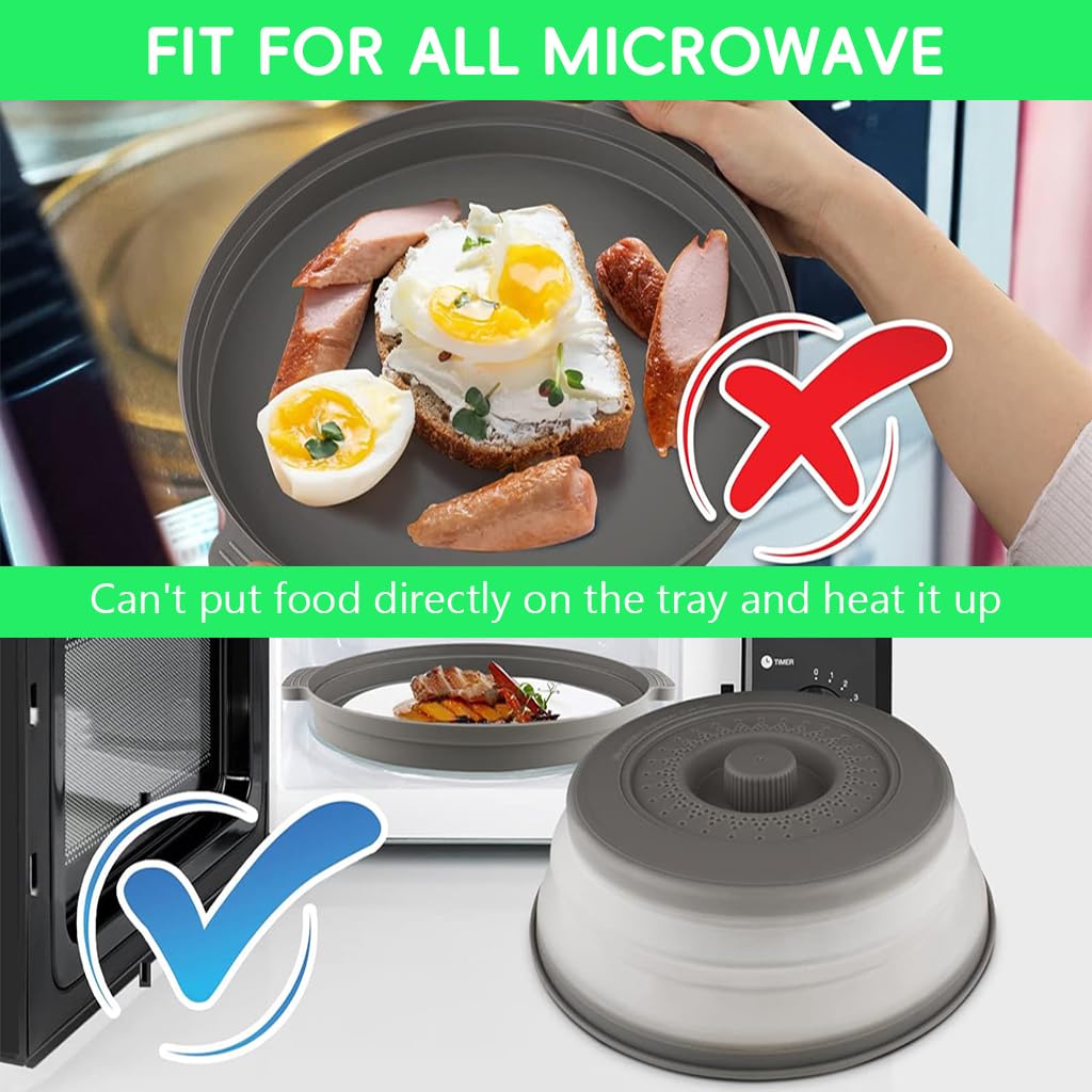 10.2" Microwave Food Cover & Splatter Guard - Collapsible Lid