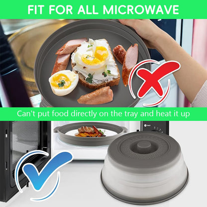 10.2" Microwave Food Cover & Splatter Guard - Collapsible Lid