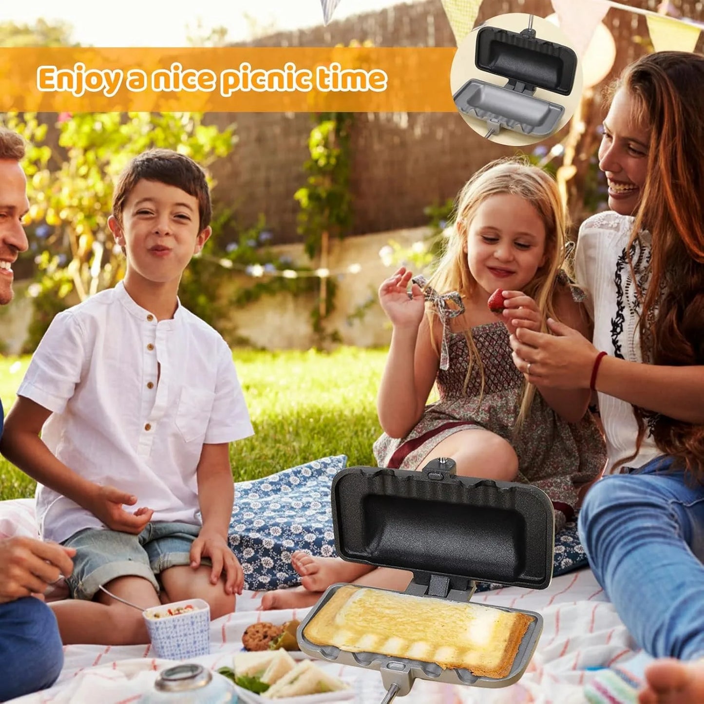 Hot Sandwich Maker, Double-Sided Sandwich Baking Pan,Double Sided Frying Pan for Breakfast,Hot Dog Toaster,Campfire Sandwich Maker(1Pcs)