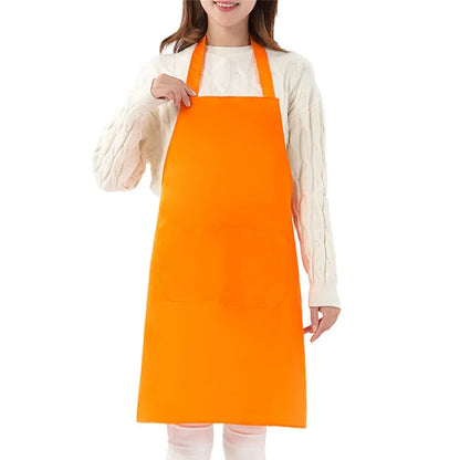 Cooking Apron: Adjustable Unisex Chef Apron with Pockets - Solid Color