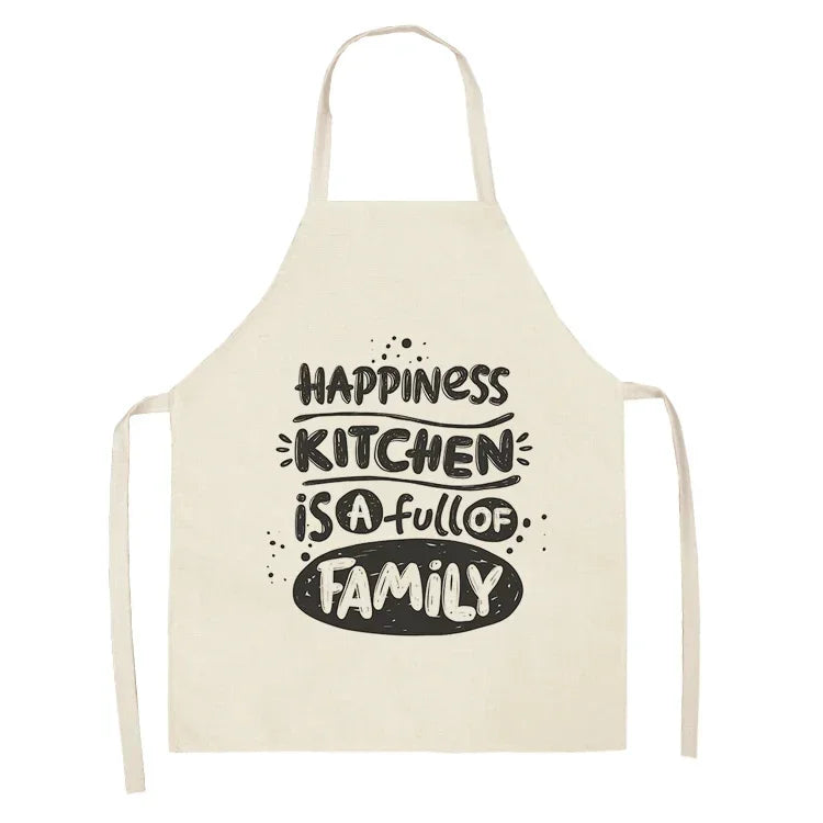 Apron: Alphabet Kitchen Aprons - Cotton Linen Bibs for Women