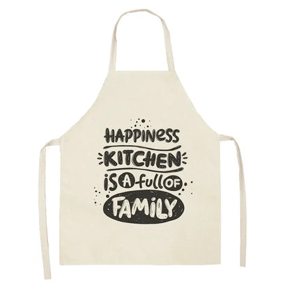 Apron: Alphabet Kitchen Aprons - Cotton Linen Bibs for Women