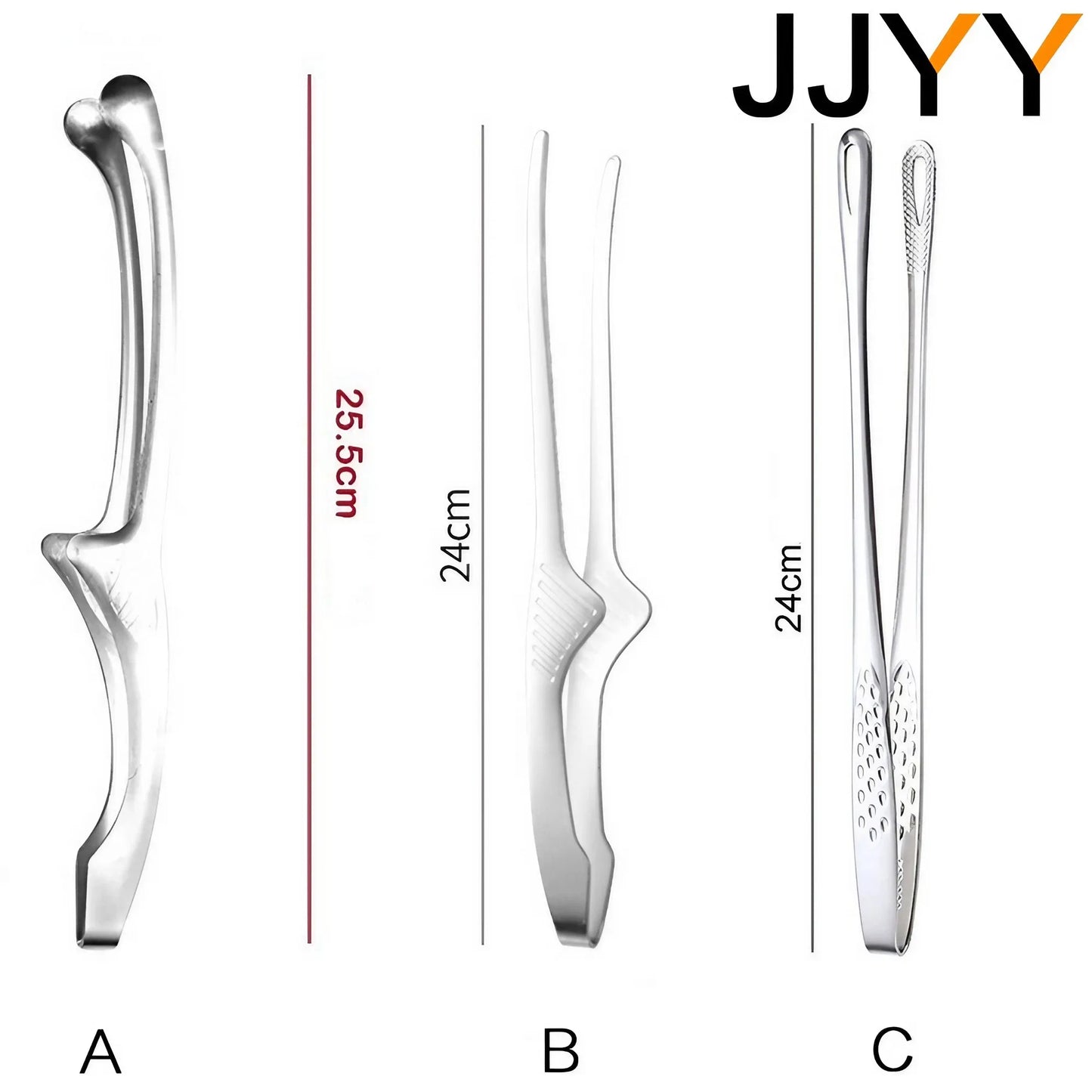 Stainless Steel Kitchen Tongs - Non-Slip, Long Handle